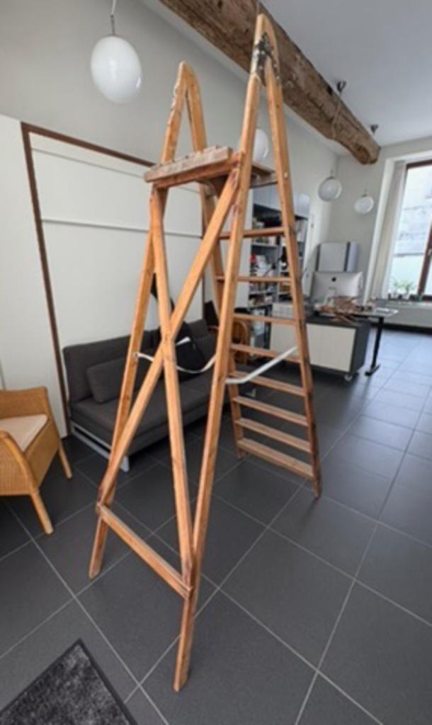 Vintage Antieke Houten ladder in goeds staat, Antiek en Kunst, Antiek | Overige Antiek, Ophalen