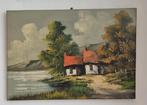 Huile sur toile représentant un paysage de style cottage, Antiek en Kunst, Ophalen of Verzenden