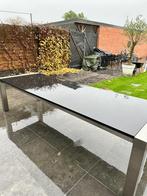 Tuintafel 300 x 100 natuursteen/inox, Tuin en Terras, Ophalen, Zo goed als nieuw, Rechthoekig, Rvs