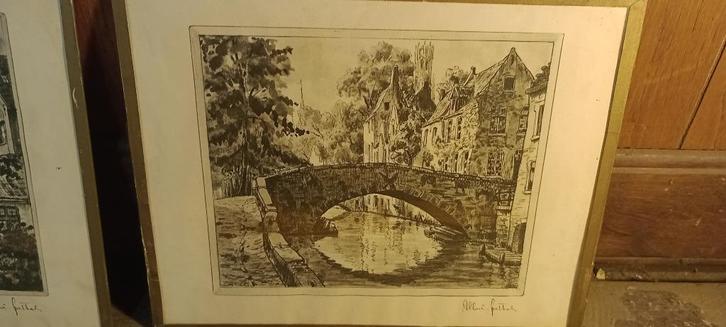 Gravure ALBERT GOETHALS, 30x24, n413, Antiek en Kunst, Kunst | Etsen en Gravures, Ophalen