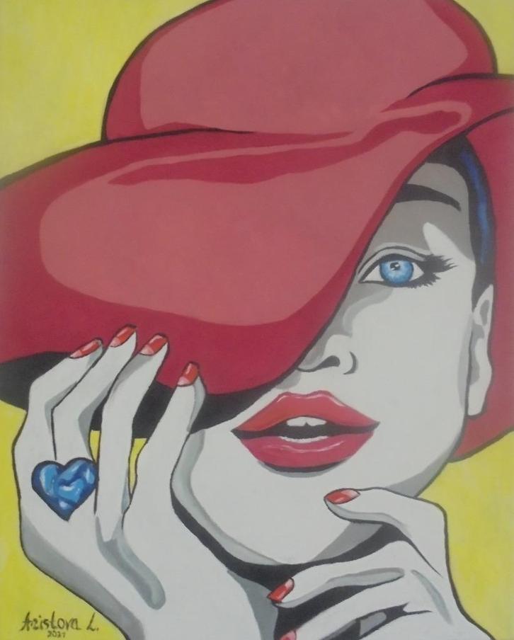 popart glitter olieschilderij (40x50cm), Antiek en Kunst, Kunst | Schilderijen | Modern, Ophalen of Verzenden