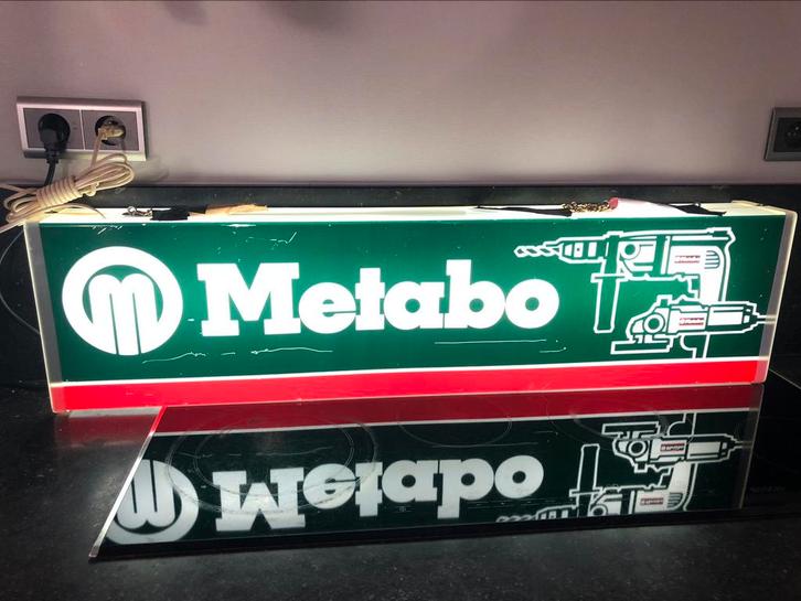 METABO lichtreclame lichtbak mancave-retro-vintage 1994, Verzamelen, Merken en Reclamevoorwerpen, Gebruikt, Lichtbak of (neon) lamp