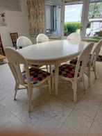 ROTAN SET TAFEL EN 6 STOELEN, Huis en Inrichting, Ophalen, Eikenhout, 50 tot 100 cm, Zo goed als nieuw