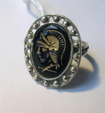Heel aparte 850 zilveren ring met antieke Griekse soldaat (5 beschikbaar voor biedingen