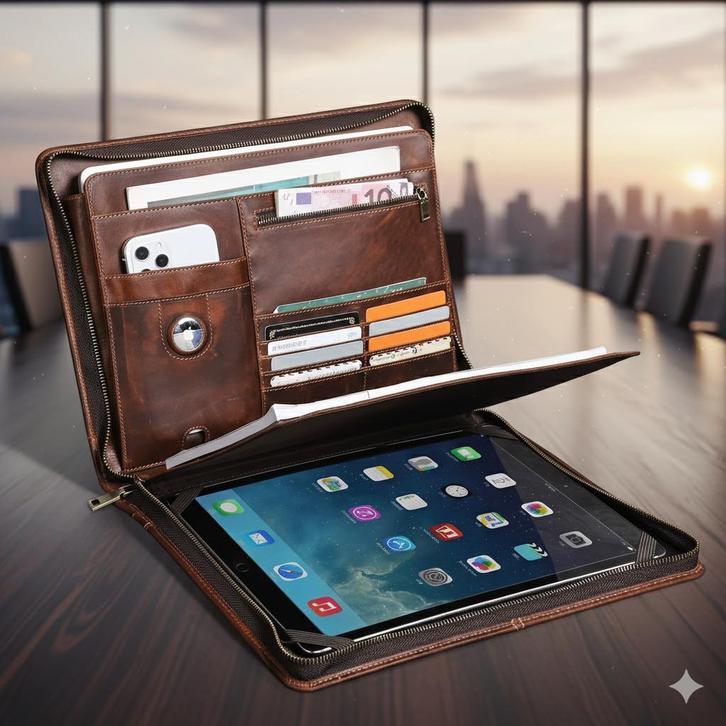 Documenthouder van echt leer - Nieuwstaat - Laptop/iPad, Diversen, Bureau-accessoires, Nieuw, Ophalen of Verzenden