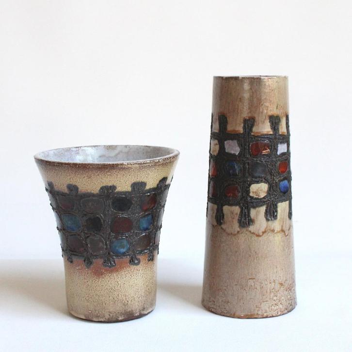 2 x vintage Perignem vazen jaren 60-70, Antiek en Kunst, Antiek | Vazen, Ophalen of Verzenden