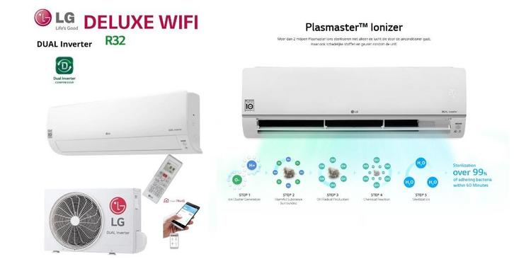 LG DUALCOOL DELUXE INVERTER A++ WIFI 2.5KW - 7KW, Elektronische apparatuur, Airco's, Nieuw, 100 m³ of groter, 3 snelheden of meer