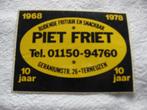 Vintage Sticker Piet Friet Terneuzen 1968 1978, Ophalen of Verzenden, Nieuw, Overige typen