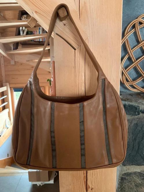 Sac en cuir camel et lignes brunes Lupo Sacs Sacs Femme