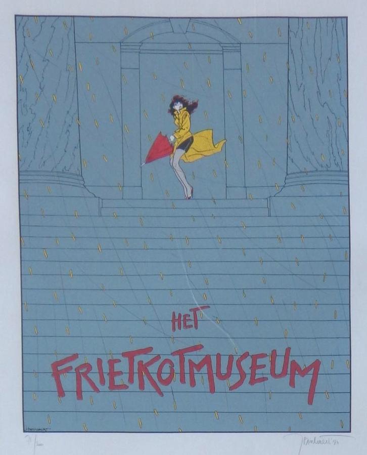 JAN BOSSCHAERT / FRIETKOTMUSEUM / KLEURZEEFDRUK / 73x53cm, Antiquités & Art, Art | Lithographies & Sérigraphies, Enlèvement