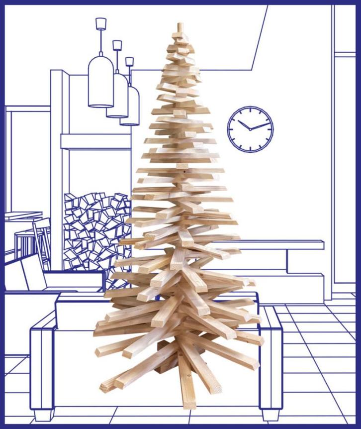 Sapin en bois 130cm, Divers, Noël, Neuf, Enlèvement