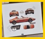 Goudkleurige Kader met prent AERO OPEL GT + prent Doorsnede, Enlèvement ou Envoi