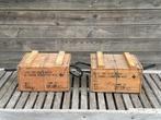 2 houten munitiekisten, Ophalen of Verzenden