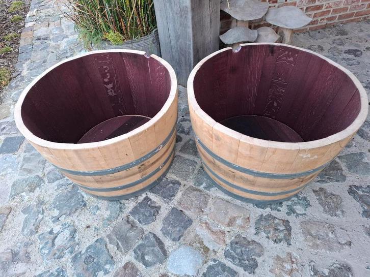 Halve EIKEN Bordeaux wijnton als kwaliteits plantenbak, Tuin en Terras, Bloembakken en Plantenbakken, Tuin, Ophalen