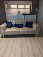 Blauwe 3 zit zetel en Beige 2 zit zetel, Ophalen, Gebruikt