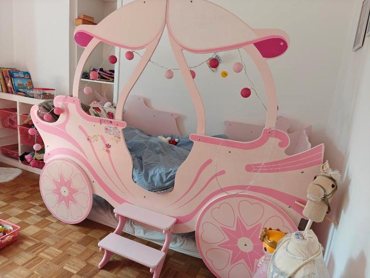 Prinsessenbed, Kinderen en Baby's, Kinderkamer | Bedden, Gebruikt, 180 cm of meer, 85 tot 100 cm, Lattenbodem, Ophalen