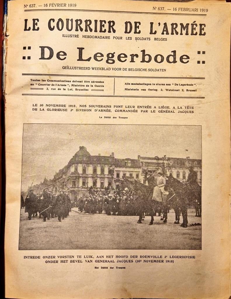 Le Courrier de l’Armée/De Legerbode – 1919 (Belgique), Antiek en Kunst, Antiek | Porselein, Ophalen of Verzenden