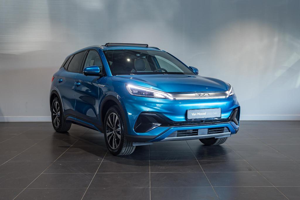 BYD ATTO 3 60 kwh FULL OPTION | 360° Camera | Adaptieve Cru, Auto's, BYD, Stof, Gebruikt, Zwart, Blauw