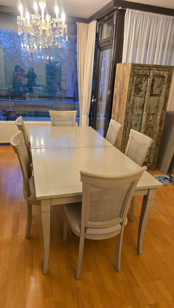 Table à manger pliante élégante en bois massif + chaises, Enlèvement