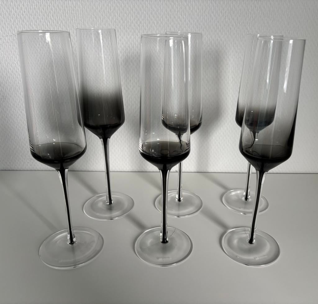 6 champagne glazen S&P..nooit gebruikt, Maison & Meubles, Cuisine | Vaisselle, Enlèvement, Neuf, Verre ou Verres