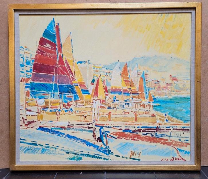 Jac LEDUC, Cannes 1990, Antiek en Kunst, Kunst | Schilderijen | Klassiek, Ophalen of Verzenden