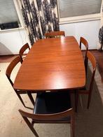 Table à manger gigogne vintage avec 6 chaises assorties, 150 à 200 cm, Vintage, Comme neuf, Enlèvement