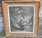 Huile sur toile fleur signe Simone lienard, Antiquités & Art, Enlèvement ou Envoi