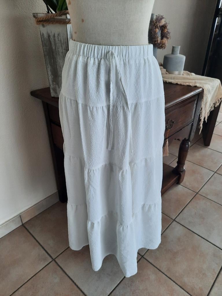 Lange witte rok maat S/M, Ophalen, Wit, Zo goed als nieuw, Maat 36 (S)