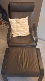Fauteuil et pouf Poang Ikea, cuir noir/marron, Enlèvement, Utilisé, Cuir