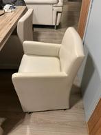 6 lederen eetkamerstoelen, Huis en Inrichting, Ophalen, Gebruikt, Wit, Vijf, Zes of meer stoelen