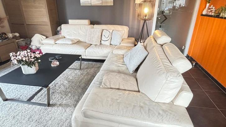 Canapé Natuzzi en cuir ivoire, Maison & Meubles, Canapés | Coins salons complets, Utilisé, Enlèvement