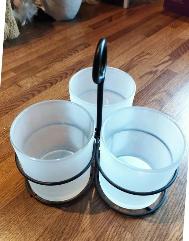 Bougeoir triple avec portant. Mi métal verre., Enlèvement, Métal