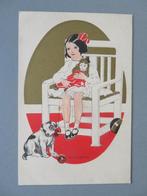 1915 Karel van Belle Meisje met pop hondje G. D. Croix Gent, Ophalen of Verzenden, Voor 1920, Ongelopen, Kinderen