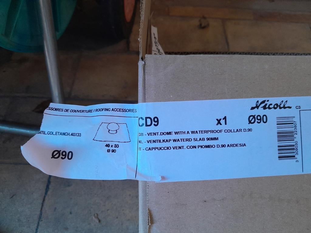 Nicoll 400 x 330 - 90 mm ventilatiekap met loodslab - antrac, Doe-het-zelf en Bouw, Ophalen