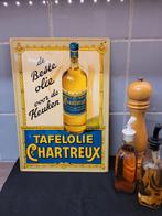 plaque publicitaire huile chartreux 1957/Tole lithographiee, Envoi, Utilisé, Panneau publicitaire