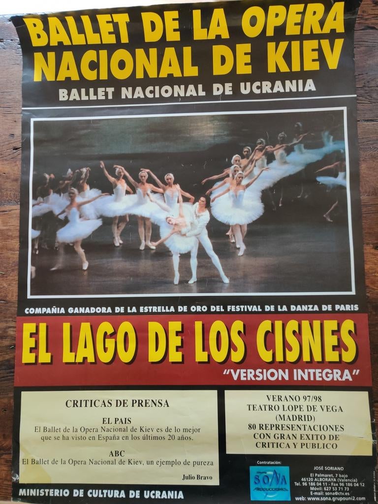 Affiche de ballet — Le Lac des cygnes — affiche de théâtre o, Collections, Posters & Affiches, Rectangulaire vertical, Enlèvement