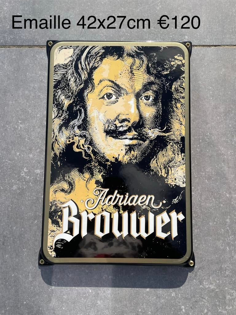 Emaille bord adriaen brouwer - 42 cm x 27 cm, Ophalen of Verzenden, Zo goed als nieuw