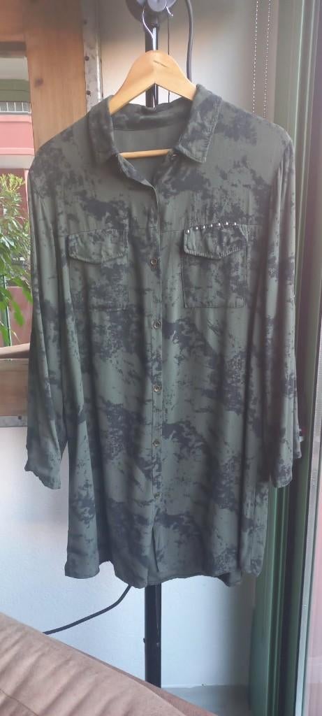 ROBE CHEMISE ETE  MANCHES LONGUES kaki, Taille 38/40 (M), Autres couleurs, Comme neuf, Made in italy
