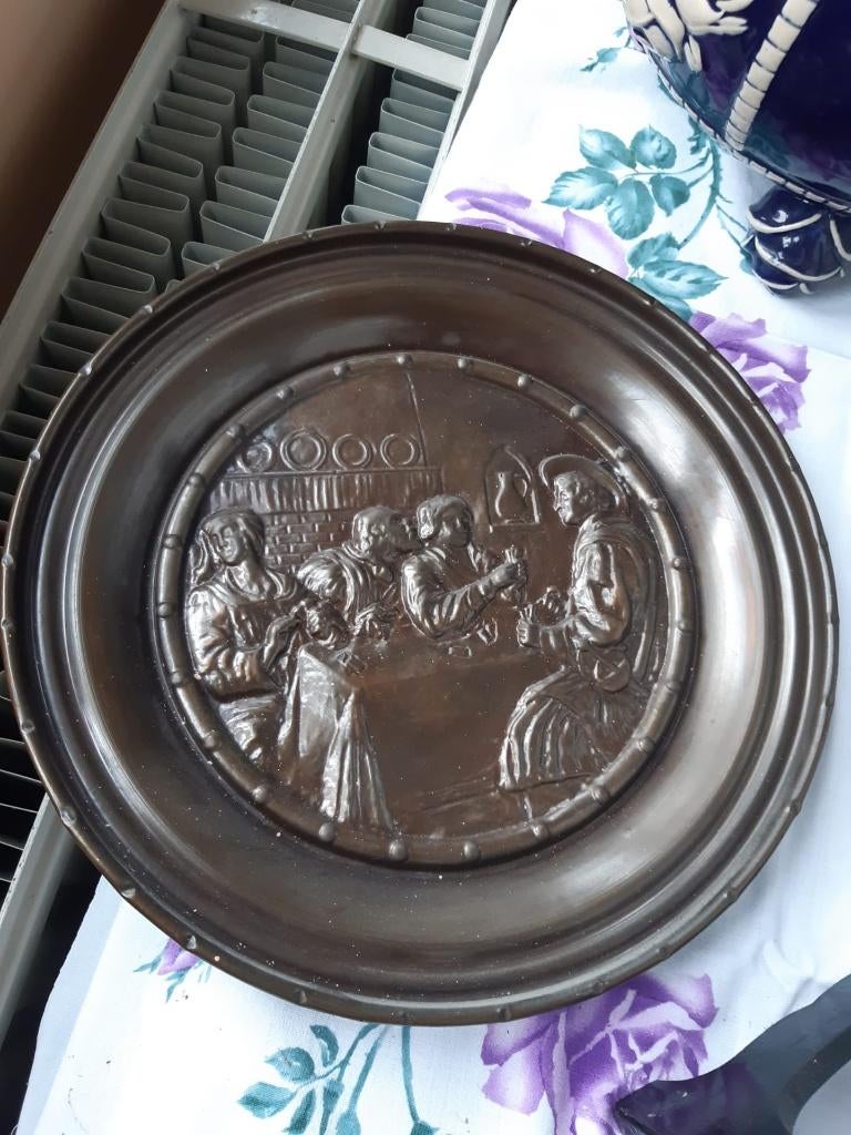 Assiette décorative - dinanderie métal repoussé, Ophalen of Verzenden