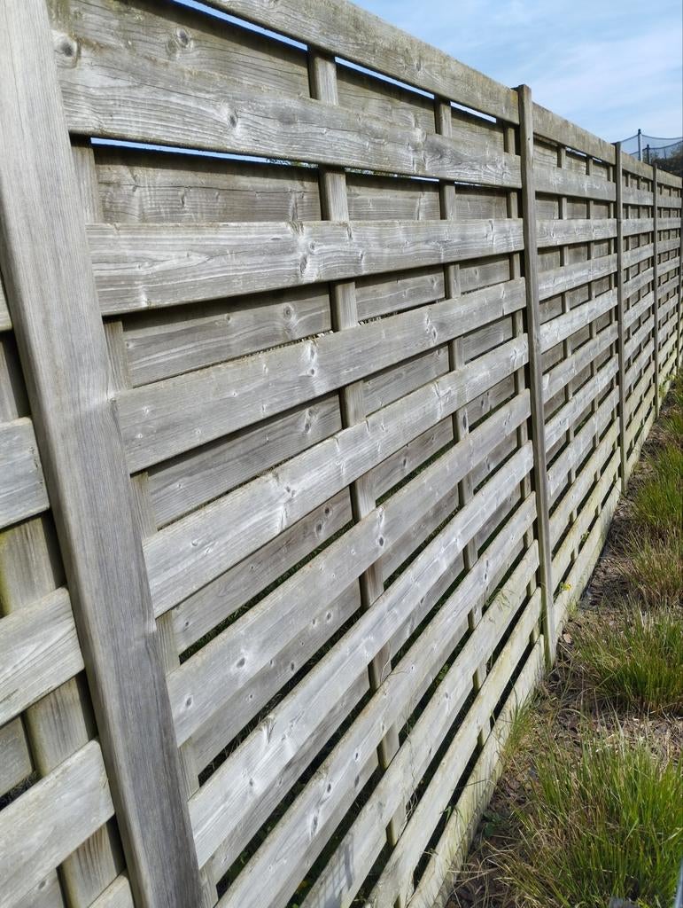 Schuttingpanelen + bijhorende betonplaat, Tuin en Terras, Schuttingen, Ophalen