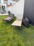 Twee ligbedden met kussens, Tuin en Terras, Ophalen, Gebruikt, Aluminium, Verstelbaar