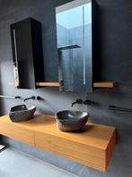 Meuble de salle de bain avec double vasque et miroirs, Maison & Meubles, 25 à 50 cm, Meuble lavabo, 150 à 200 cm, Comme neuf