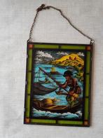 Glas in lood visser in actie, Gevelraam of Ruit, Minder dan 80 cm, Ophalen of Verzenden, Zo goed als nieuw