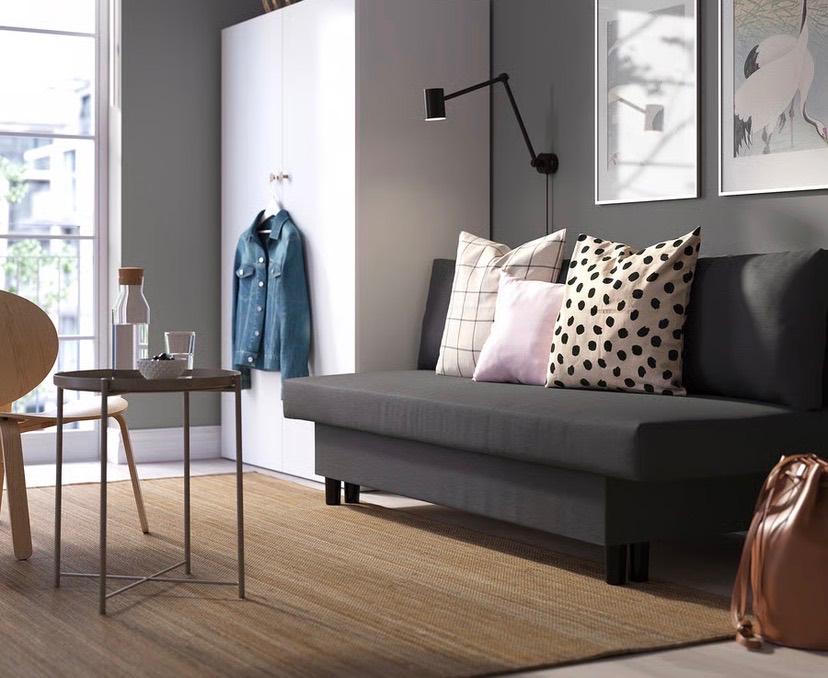 Ikea slaapbank alvdalen, Ophalen, Zo goed als nieuw, Tweepersoons, Zwart