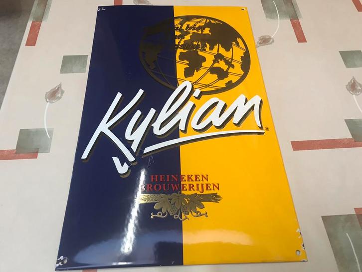 Panneau d'affichage en émail Kylian Heineken, Collections, Marques de bière, Utilisé, Panneau, Plaque ou Plaquette publicitaire