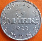 DUITSLAND /GERMANY : 3 MARK 1922 F KM 29 KEY DATE, Postzegels en Munten, Ophalen of Verzenden, Duitsland, Losse munt