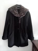 Cashmere zwart jas mantel (cashmère/wol) nepbont kraag , L, Kleding | Dames, Jassen | Winter, Zwart, Maat 42/44 (L), Ophalen of Verzenden