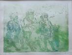 ROGER VAN BELLEGHEM / DRIE FIGUREN / KLEURETS 45x54cm KADER, Antiek en Kunst, Kunst | Etsen en Gravures, Ophalen of Verzenden