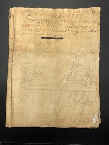 Uniek Manuscript - Prisage et Partage d'immeubles - 1703