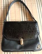 handtas DK ' leder dekflap gewafeld, Handtassen en Accessoires, Tassen | Damestassen, Ophalen of Verzenden, Gebruikt, Zwart, Handtas